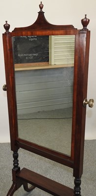 Lot 292 - A 19th century mahogany cheval mirror