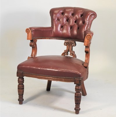 Lot 295 - A 19th century carved oak button back desk chair