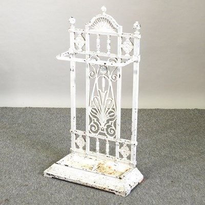 Lot 410 - A Victorian white painted cast iron stickstand