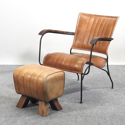 Lot 303 - An armchair and stool