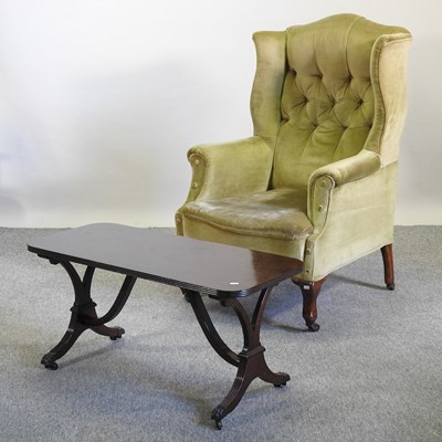 Lot 583 - A Victorian green upholstered wing armchair