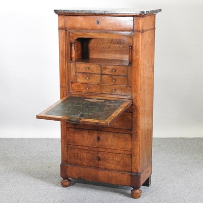 Lot 602 - A 19th century continental walnut secretaire abattant