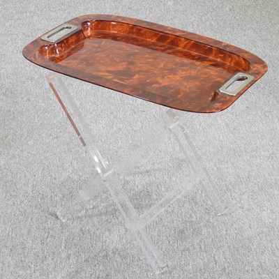 Lot 698 - A lucite and faux tortoiseshell butler's tray