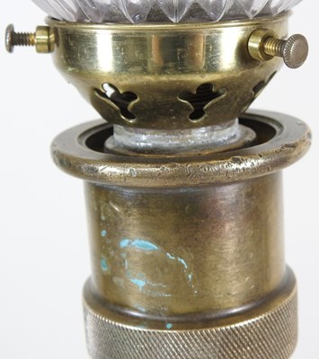 Lot 536 - A brass fireman's hose table lamp