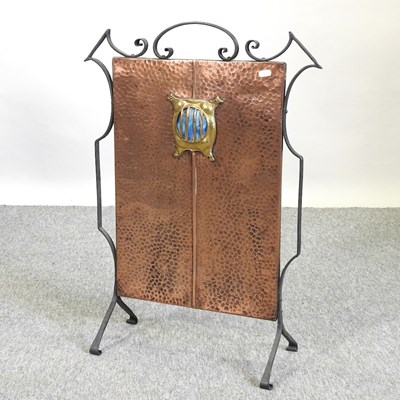 Lot 617 - An Arts and Crafts copper, brass and wrought iron firescreen