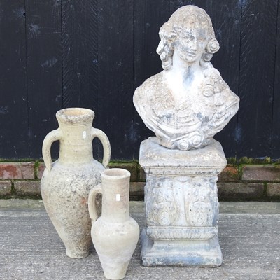 Lot 20 - A bust and two urns