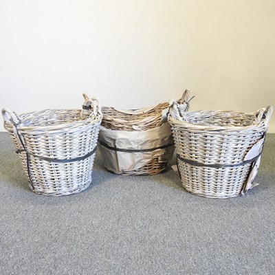 Lot 513 - Three pairs of rattan baskets