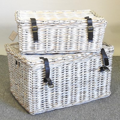 Lot 330 - A painted rattan trunk, and another smaller