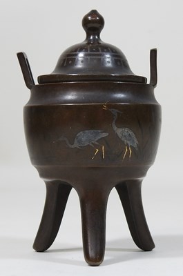Lot 2 - An early 20th century Japanese bronze miniature censer