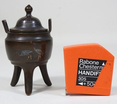 Lot 2 - An early 20th century Japanese bronze miniature censer