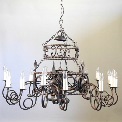 Lot 370 - An iron chandelier