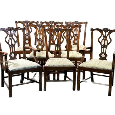 Lot 242 - Eight Chippendale chairs