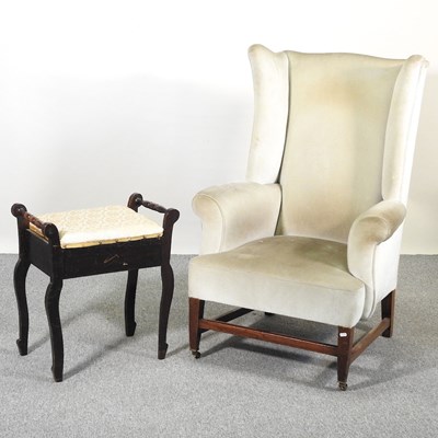 Lot 32 - An armchair and stool
