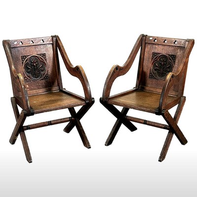 Lot 640 - A pair of Glastonbury armchairs