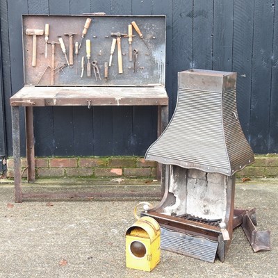 Lot 431 - A bench, grate and lantern