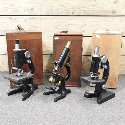 Lot 6 - Three cased microscopes