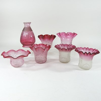 Lot 162 - Cranberry glass shades