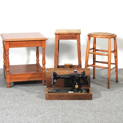 Lot 135 - Stools and a table