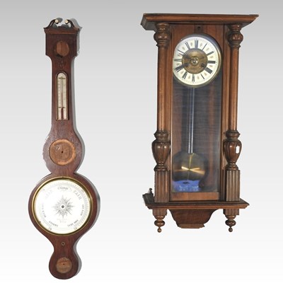 Lot 221 - Clock and barometer