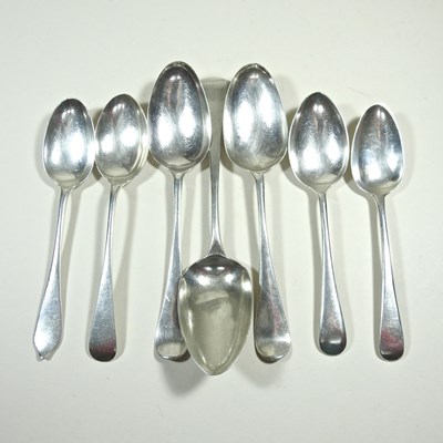 Lot 224 - Seven silver table spoons