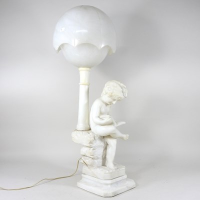 Lot 277 - An alabaster lamp