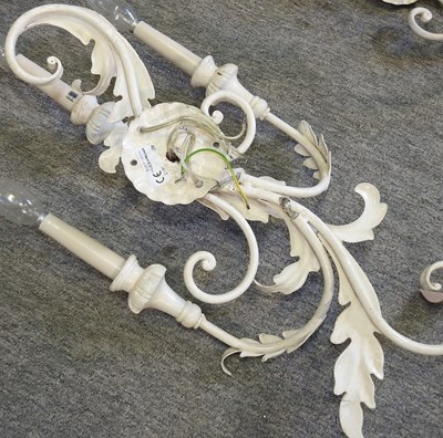 Lot 406 - A modern white painted metal six branch chandelier