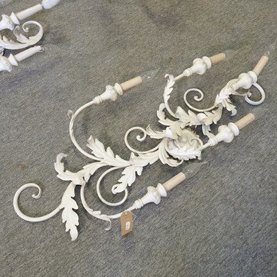 Lot 406 - A modern white painted metal six branch chandelier