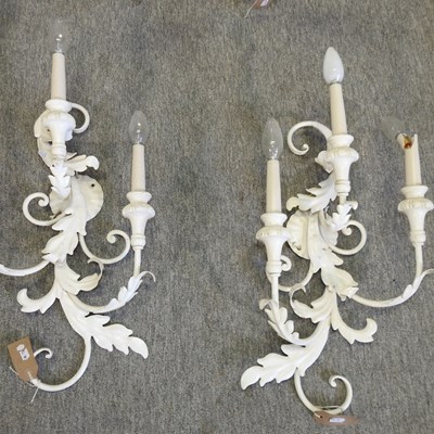 Lot 406 - A modern white painted metal six branch chandelier