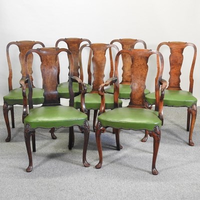 Lot 624 - A set of seven early 20th century walnut dining chairs