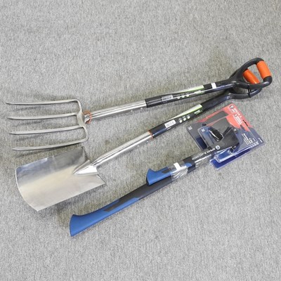 Lot 334 - A stainless steel garden fork and spade