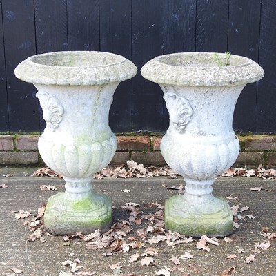 Lot 172 - A pair of cast stone campana planters