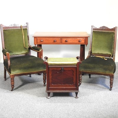 Lot 753 - A table, chairs, and purdonium