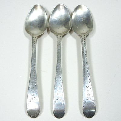 Lot 423 - Three silver teaspoons, Hester Bateman