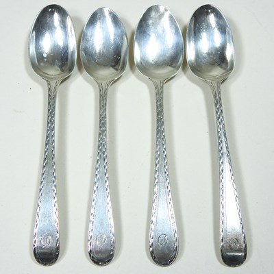 Lot 374 - Four silver bright cut teaspoons