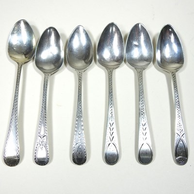Lot 203 - Six silver bright cut teaspoons