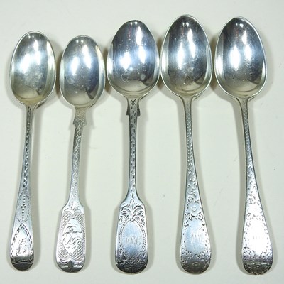 Lot 197 - Five silver teaspoons