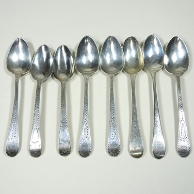 Lot 237 - Eight various silver teaspoons