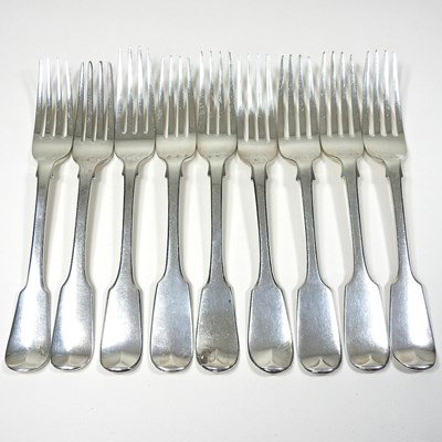 Lot 219 - Nine silver table forks