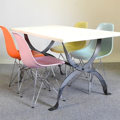 Lot 145 - A table and Eames style chairs