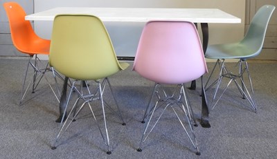 Lot 145 - A table and Eames style chairs