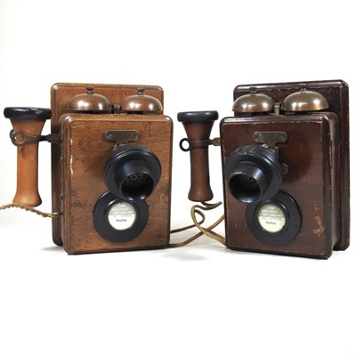 Lot 471 - Two vintage wooden phones