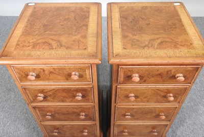 Lot 72 - A pair of walnut bedside chests