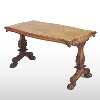 Lot 142 - A good Regency carved walnut and burr walnut sofa table