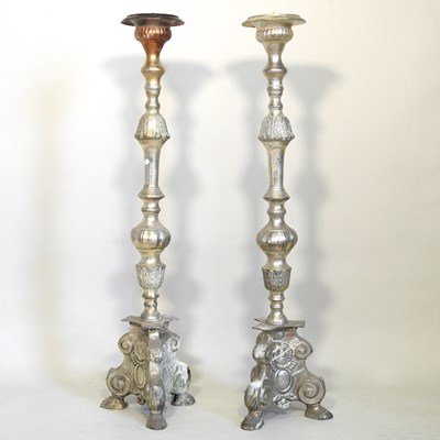 Lot 297 - A pair of altar sticks