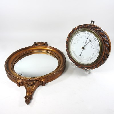 Lot 355 - A barometer and mirror