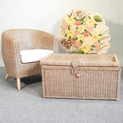 Lot 658 - A sofa, chair and box