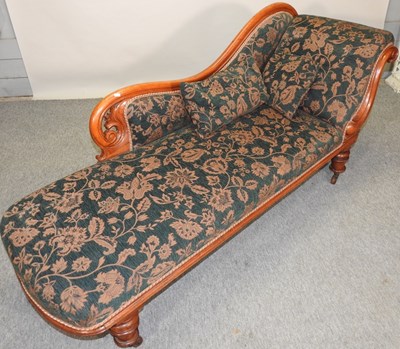 Lot 628 - A Victorian floral upholstered chaise longue