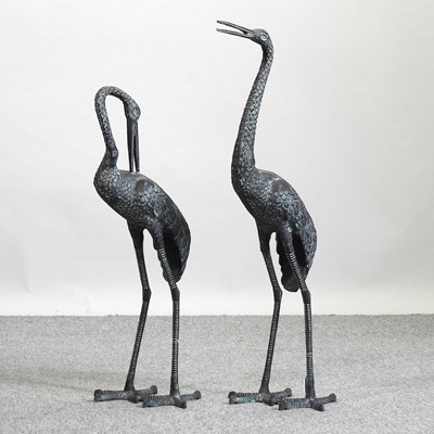 Lot 231 - A modern verdigris garden model of a crane