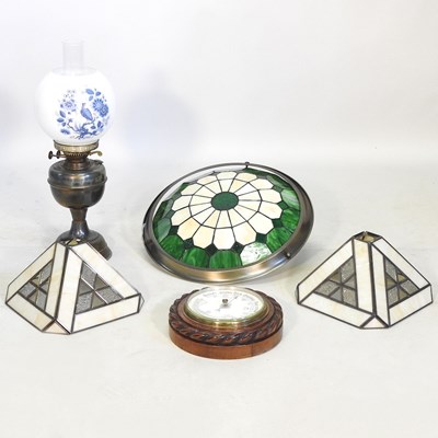 Lot 68 - Three lamps and a barometer
