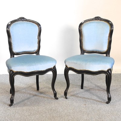 Lot 235 - A pair of 19th century ebonised side chairs